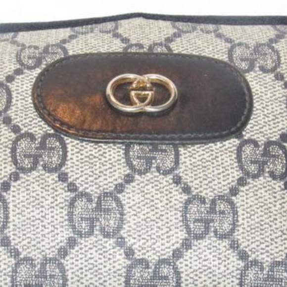 Gucci Navy Blue Large G Logo Print Coated Canvas - Picture 3 of 9